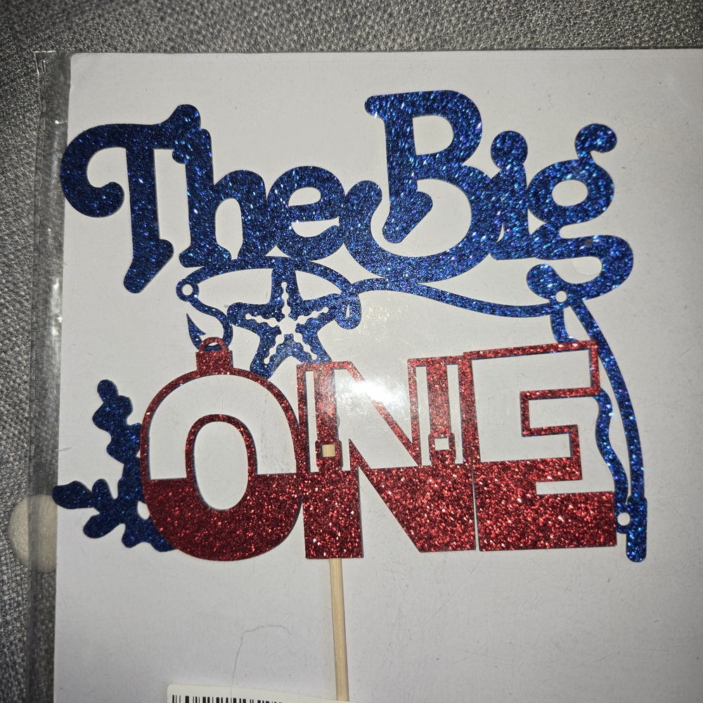 Glitter 'The Big ONE' Cake Topper - Blue & Red